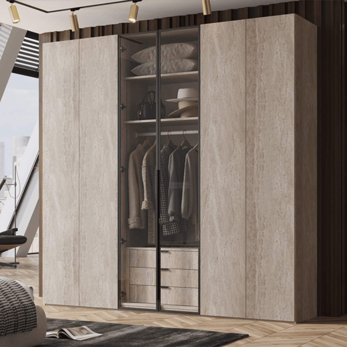 LINEA | ארון פתיחה עם תאורה ועיצוב מודרני נקי