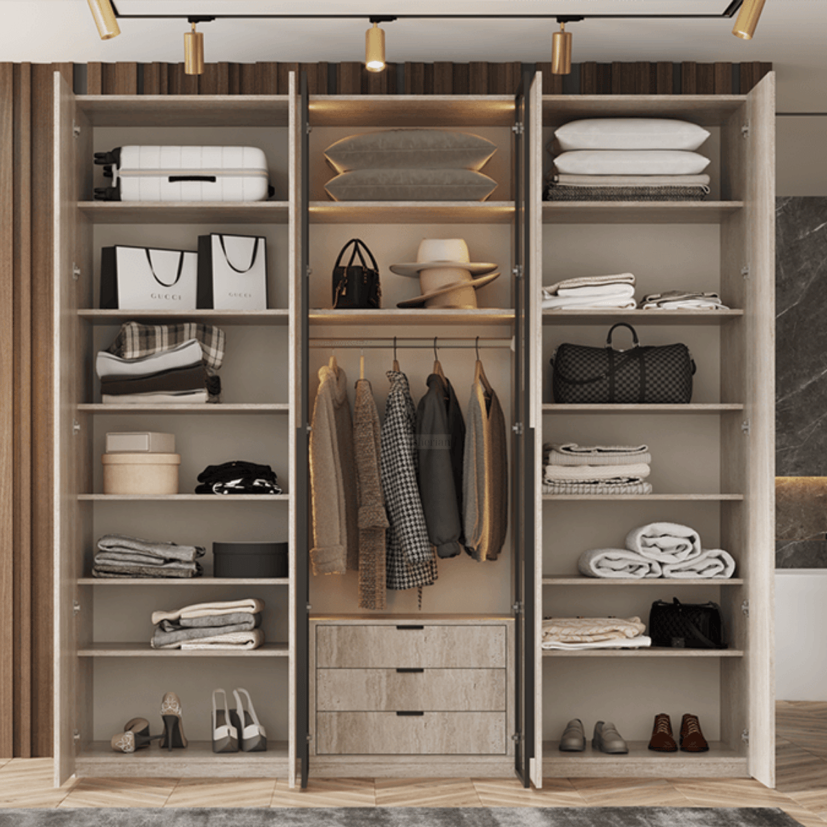 LINEA | ארון פתיחה עם תאורה ועיצוב מודרני נקי