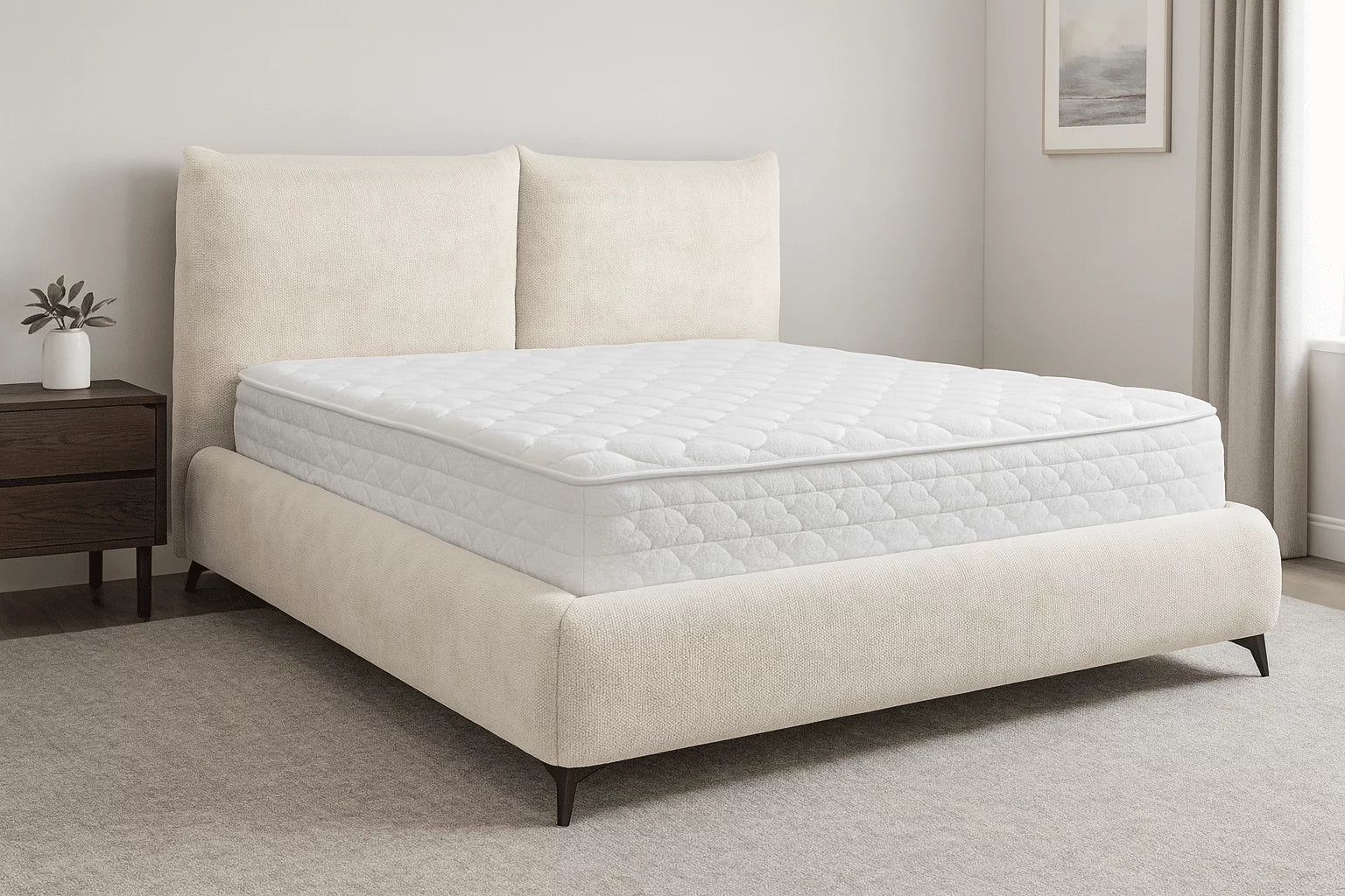 COMO | מיטה זוגית מודרנית עם ארגז מצעים וראש מתכוונן