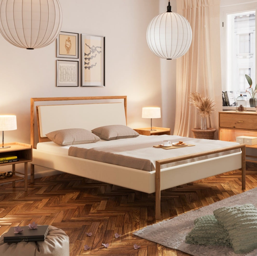 TERRA | מיטה זוגית מעץ מלא בעיצוב בוהו שיק טבעי