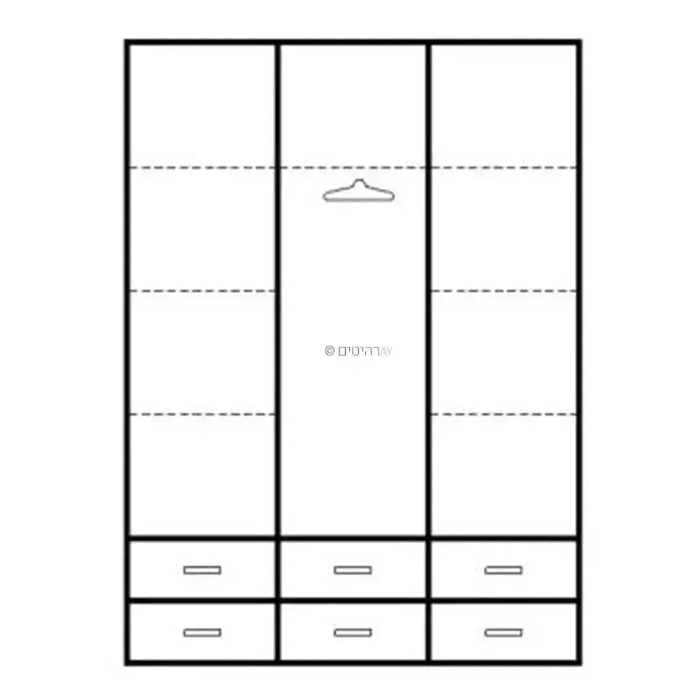 NAAMA | ארון 3 דלתות ברחלוקה רחבה עם מראה ו- 6 מגירות -    - אשריאן | ASHERIAN