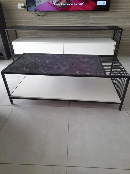 GALIL | שולחן סלון מלבני בעיצוב ייחודי בשילוב מתכת - אשריאן | ASHERIAN