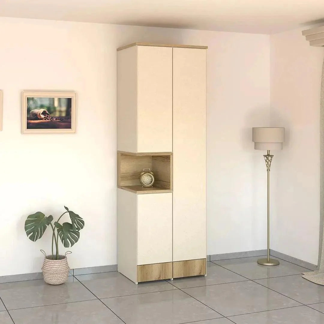 Air | ארון בגדים במראה נקי עם נישה פתוחה ומגירות - 80 ס״מ   - אשריאן | ASHERIAN