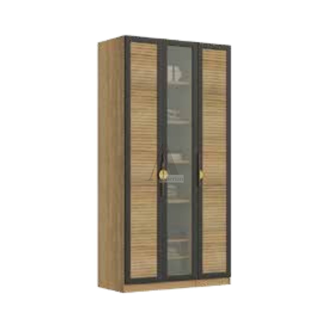 ALEGRO | ארון פתיחה כפרי עם דלתות תריס וזכוכית סבתא - 120 ס"מ - 3 דלתות   - אשריאן | ASHERIAN