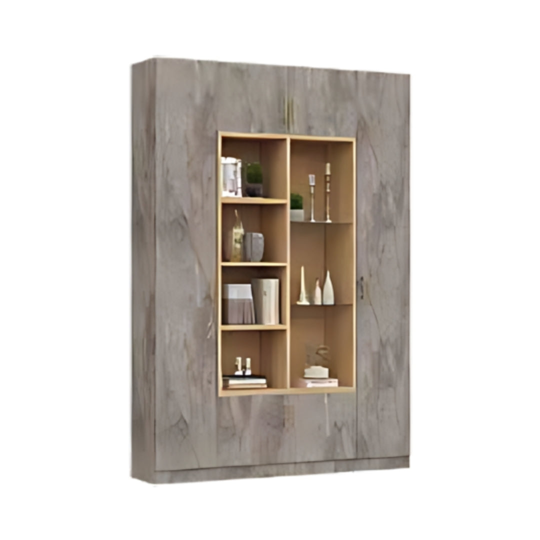 ALMOG | ארון אחסון מעוצב לסלון עם מדפי עץ וזכוכית - 160 ס"מ - 4 דלתות   - אשריאן | ASHERIAN