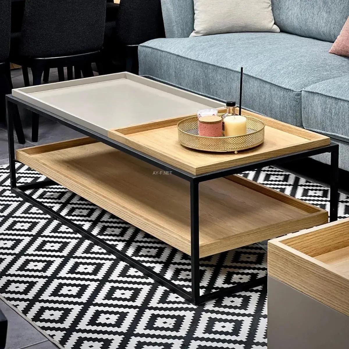 ANDY | שולחן סלון מלבני בסגנון ייחודי המשלב מגש -    - אשריאן | ASHERIAN