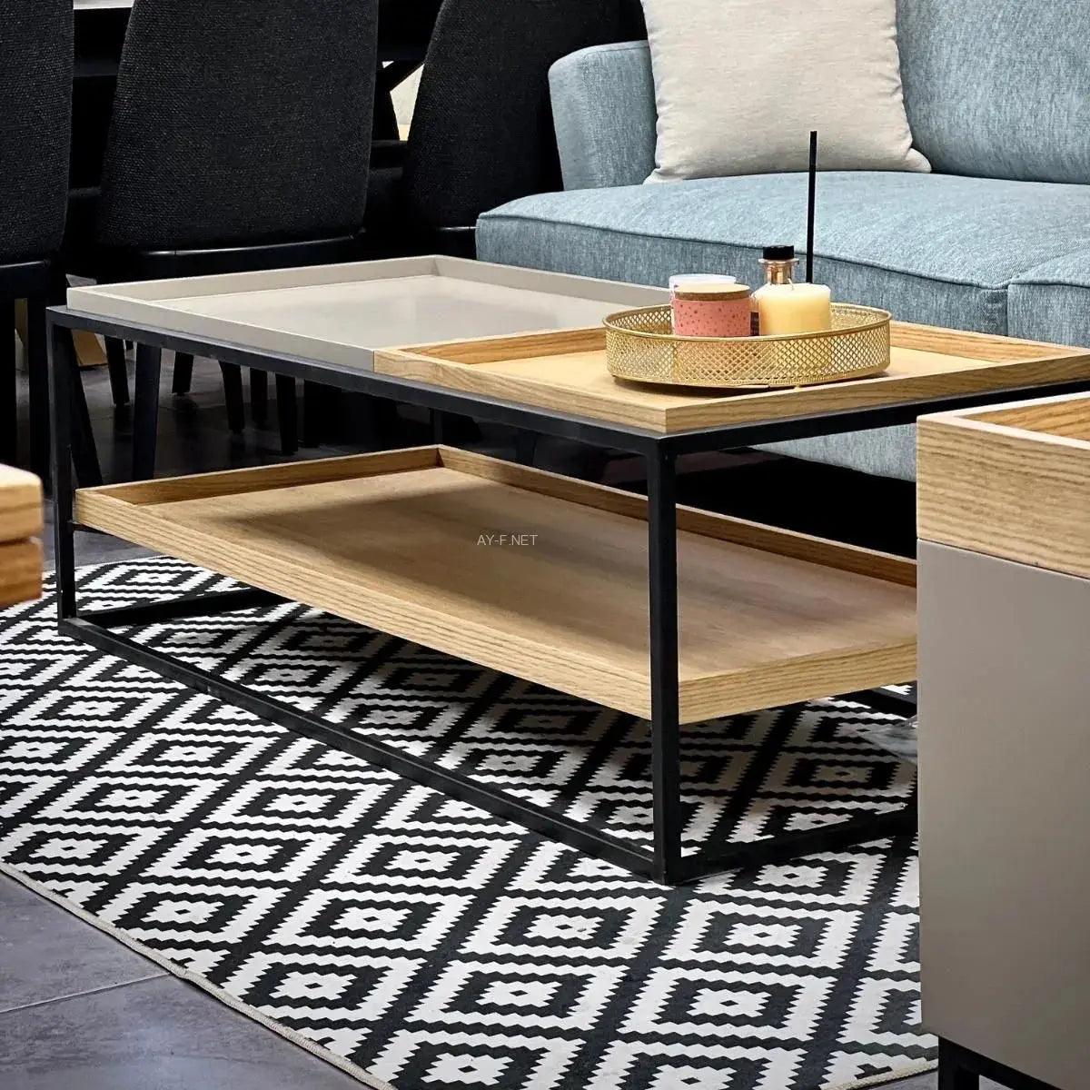 ANDY | שולחן סלון מלבני בסגנון ייחודי המשלב מגש -    - אשריאן | ASHERIAN