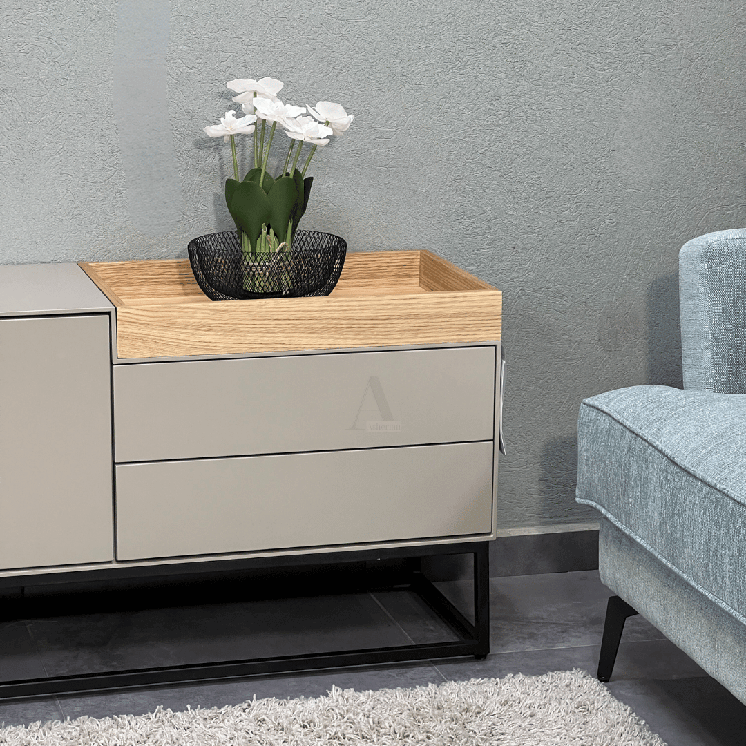 ANDY | מזנון מודרני לסלון עם דלתות שקועות ומגש פתוח -    - אשריאן | ASHERIAN