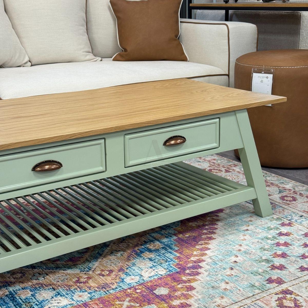 ANNE | שולחן סלון מלבני עם מגירות בעיצוב כפרי אלגנטי