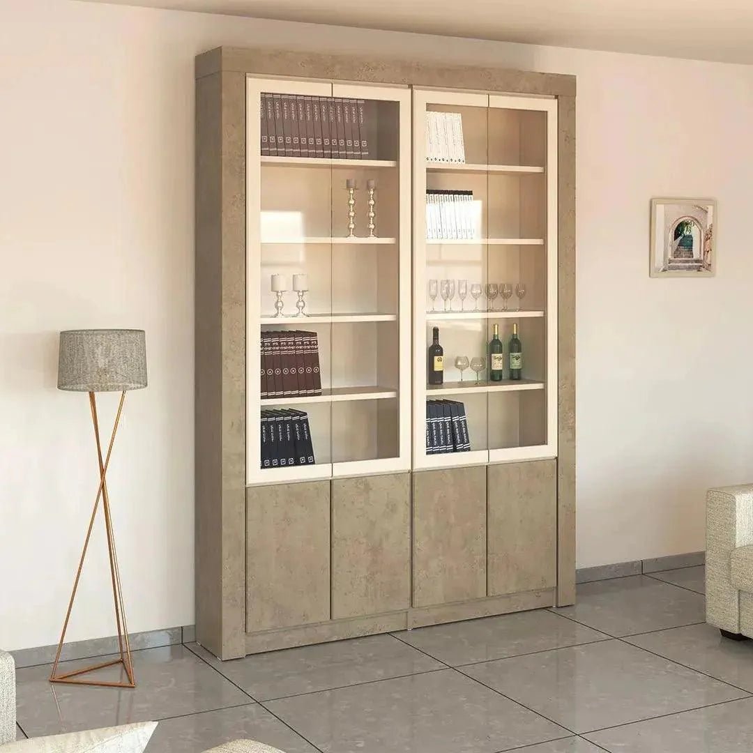 Arbel | ארון לסלון במראה מודגש עם דלתות זכוכית - 178 ס״מ - 4 דלתות   - אשריאן | ASHERIAN