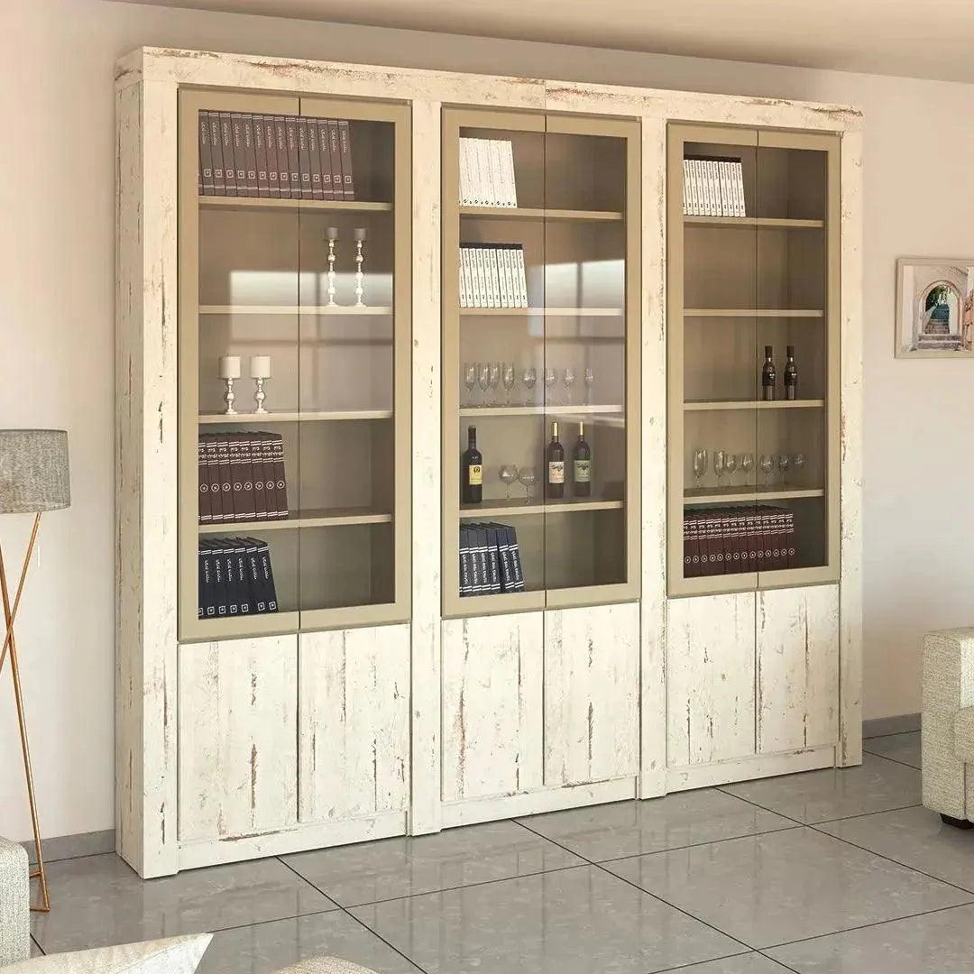 Arbel | ארון לסלון במראה מודגש עם דלתות זכוכית - 280 ס״מ - 6 דלתות   - אשריאן | ASHERIAN
