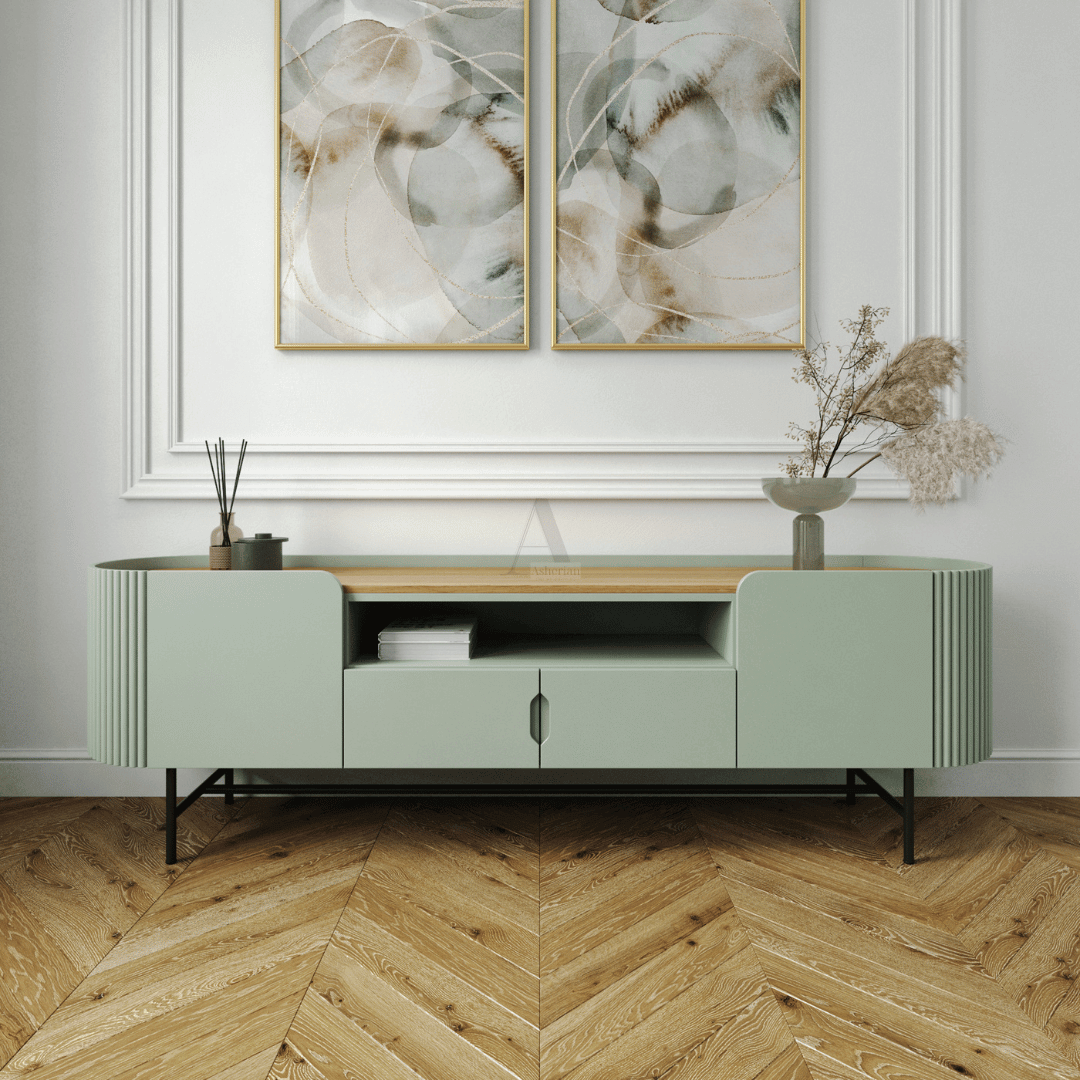 ARBOR | מזנון פסים מעוגל לסלון עם טופ שקוע - 160 ס״מ   - אשריאן | ASHERIAN