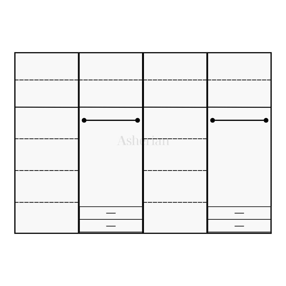 NYX | ארון מעוצב דלתות זכוכית כהה מסגרת אלגנטית ומגירות - פתיחה