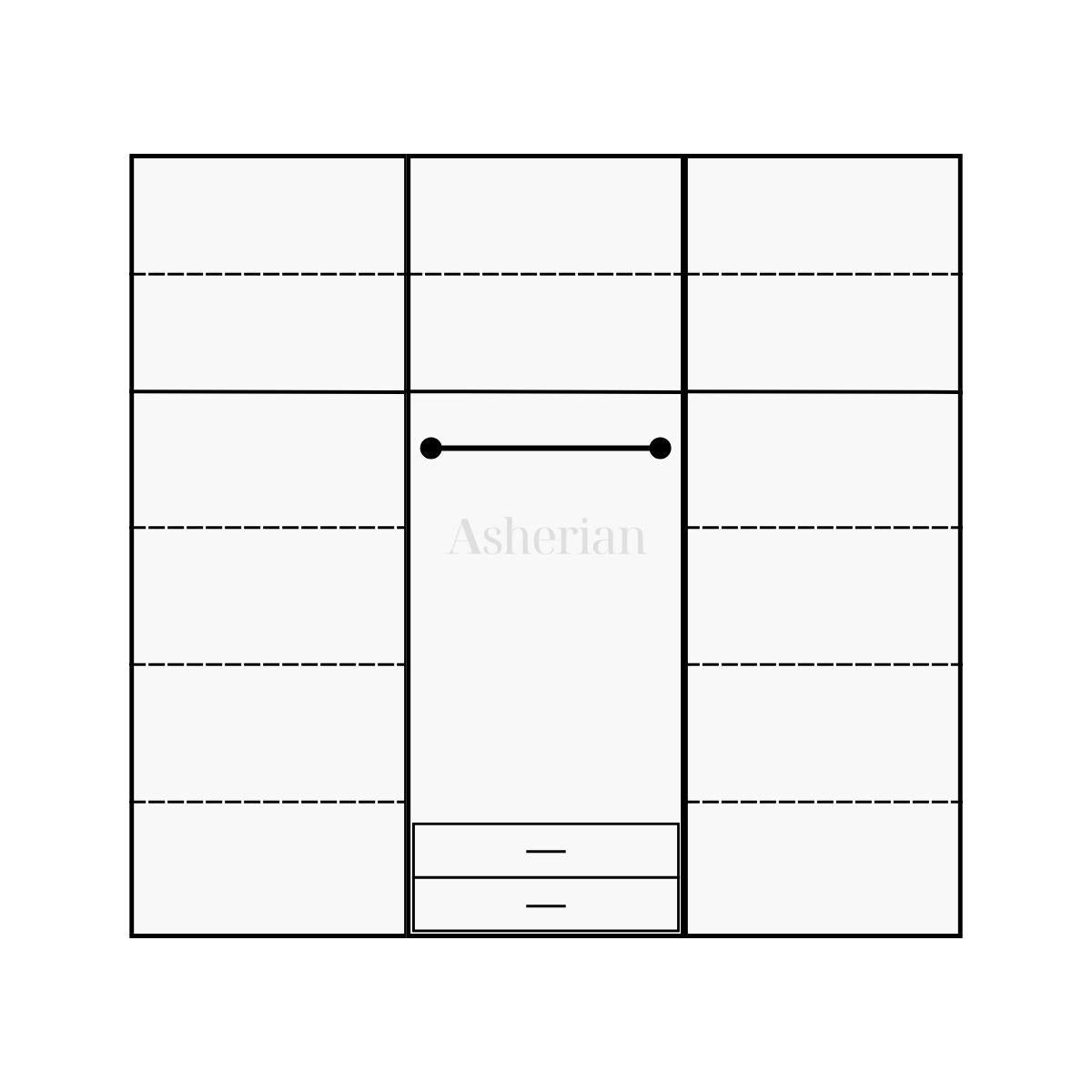 NYX | ארון מעוצב דלתות זכוכית כהה מסגרת אלגנטית ומגירות - פתיחה