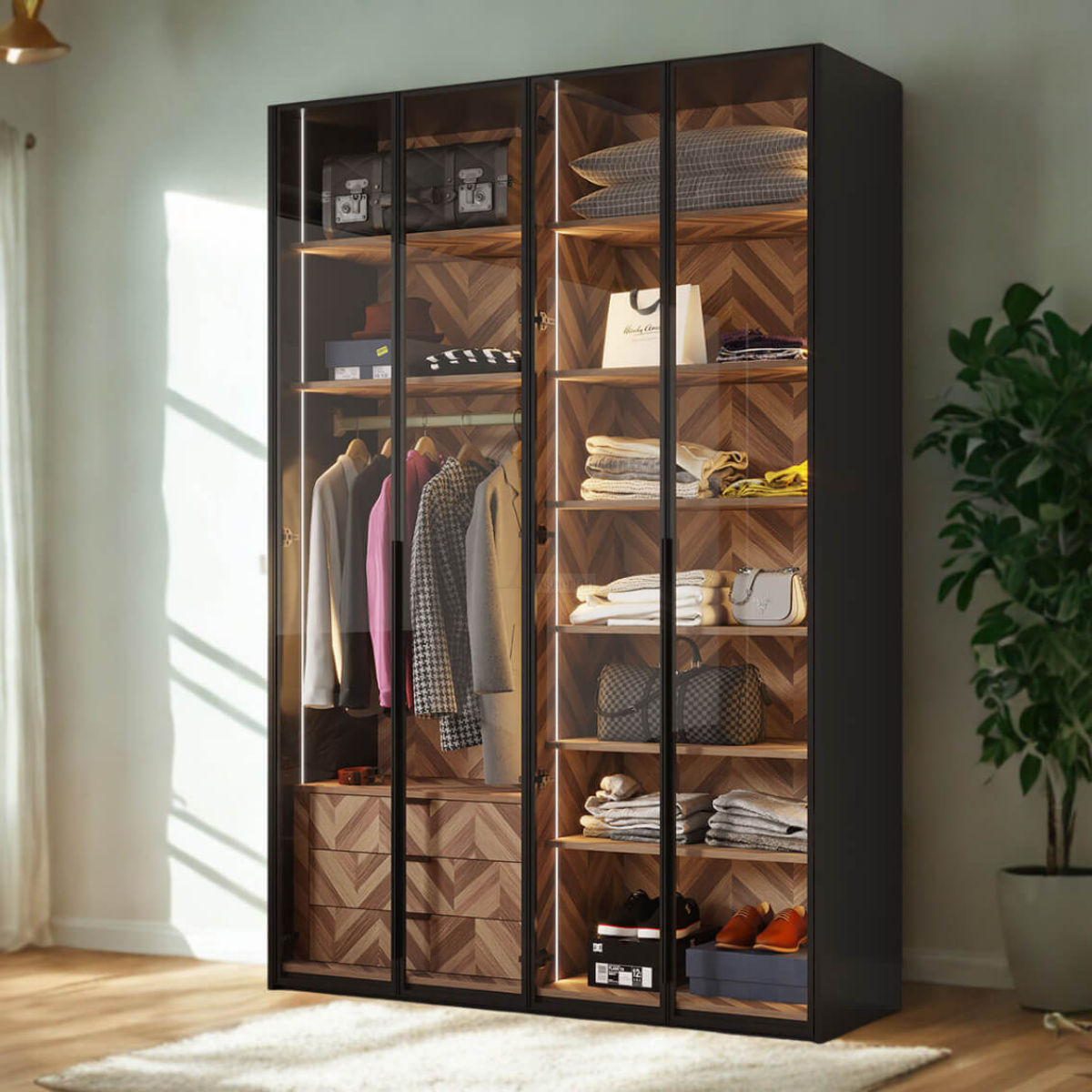 GLOW | ארון פתיחה מודרני עם תאורה פנימית בעיצוב יוקרתי