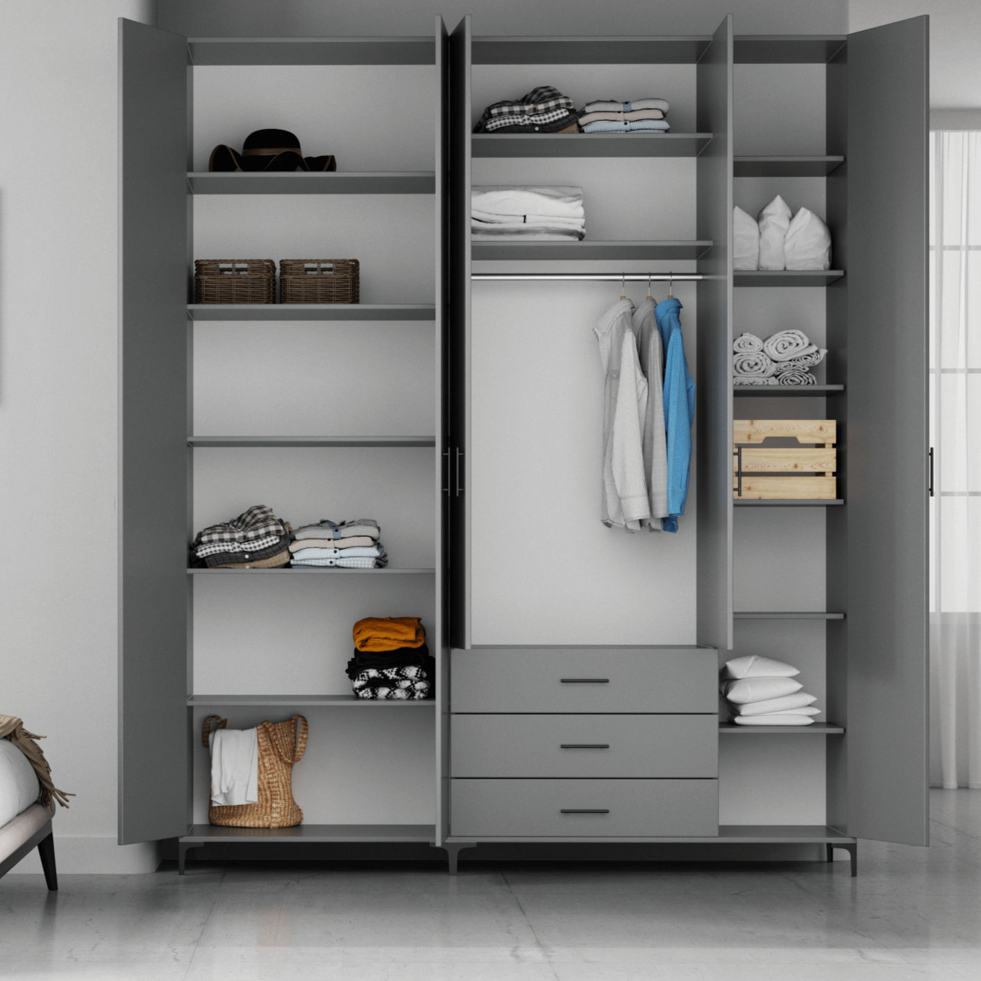 FLEX | ארון פתיחה פרקטי עם מגירות, במה וטריקות שקטות -    - אשריאן | ASHERIAN