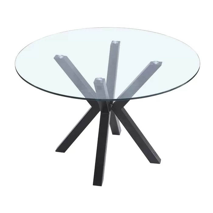 CALM | שולחן זכוכית עגול לפינת אוכל עם רגל שחורה