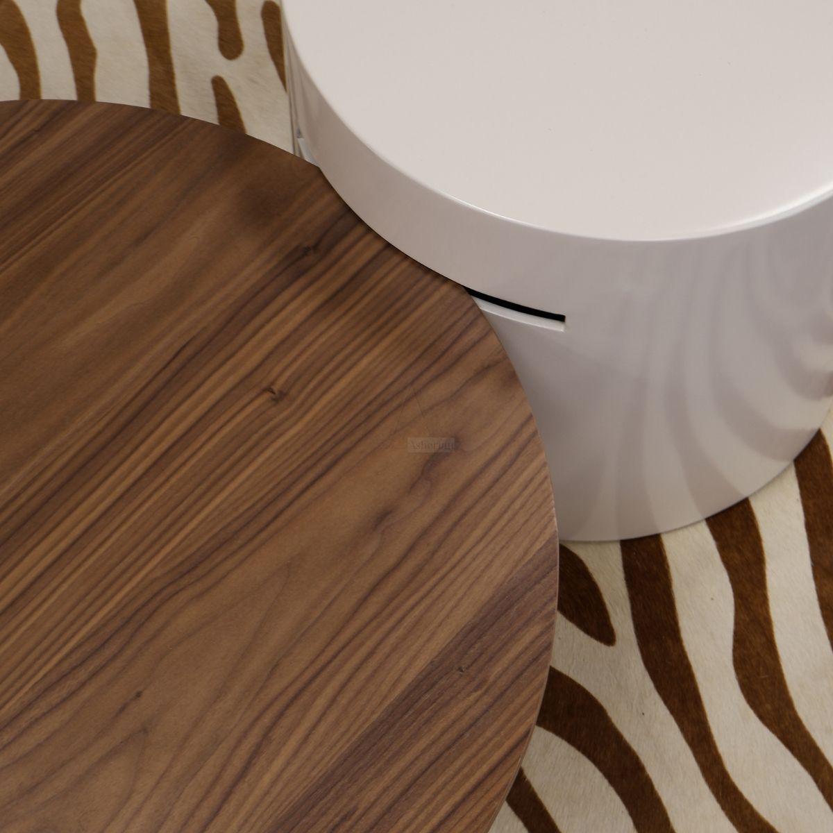 CALMA | סט שולחנות סלון עגולים בגימור עץ - 75 + 50 ס״מ - שולחן