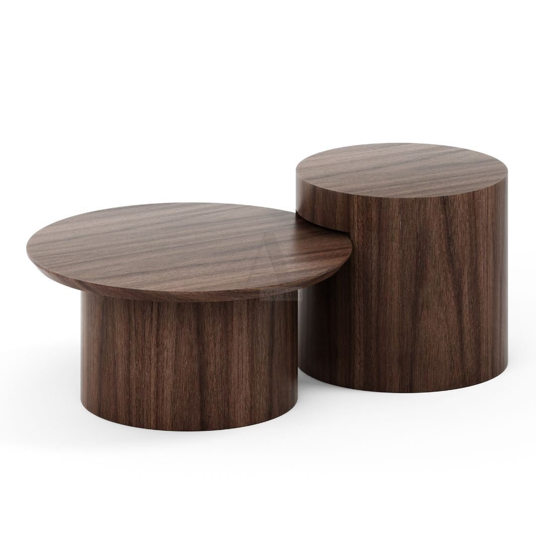 CALMA | סט שולחנות סלון עגולים בגימור עץ -    - אשריאן | ASHERIAN