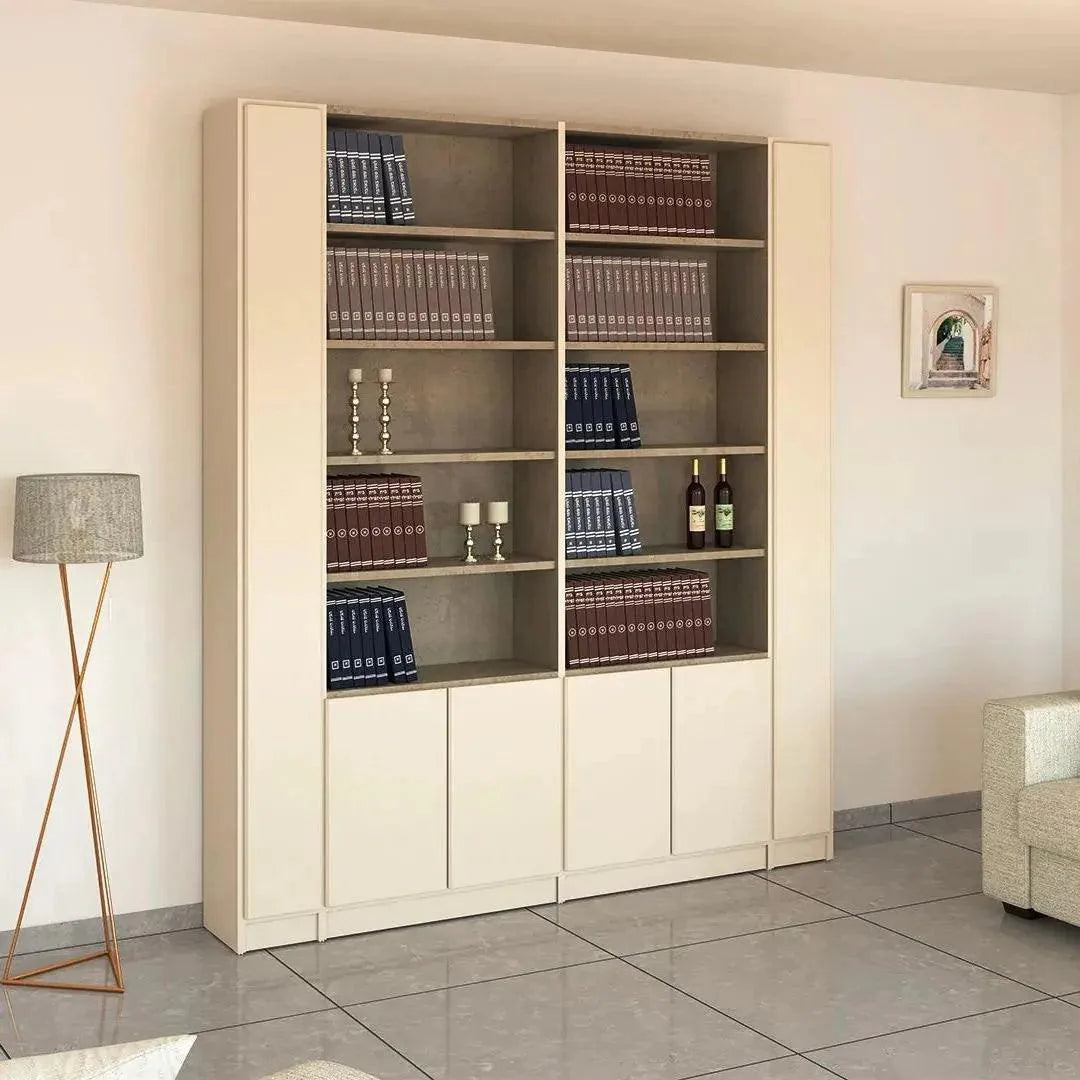 CARMEL | ארון מעוצב לסלון עם דלתות ותאים פתוחים - 209 ס״מ - 6 דלתות   - אשריאן | ASHERIAN