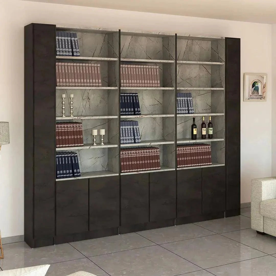 CARMEL | ארון מעוצב לסלון עם דלתות ותאים פתוחים - 288 ס״מ - 8 דלתות   - אשריאן | ASHERIAN