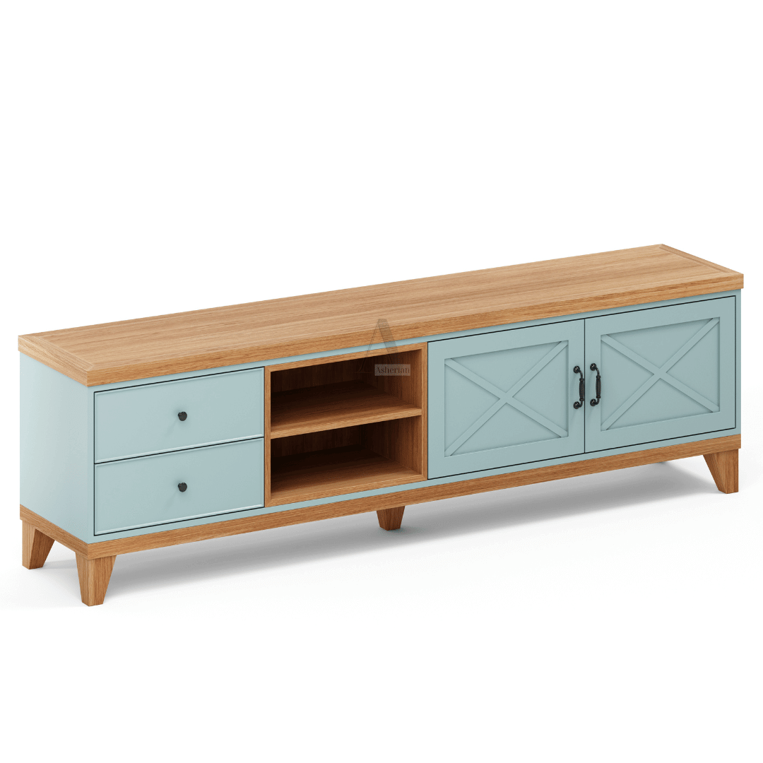 COLT | מזנון כפרי לסלון עם דלתות אסם כוורת ומגירות -    - אשריאן | ASHERIAN