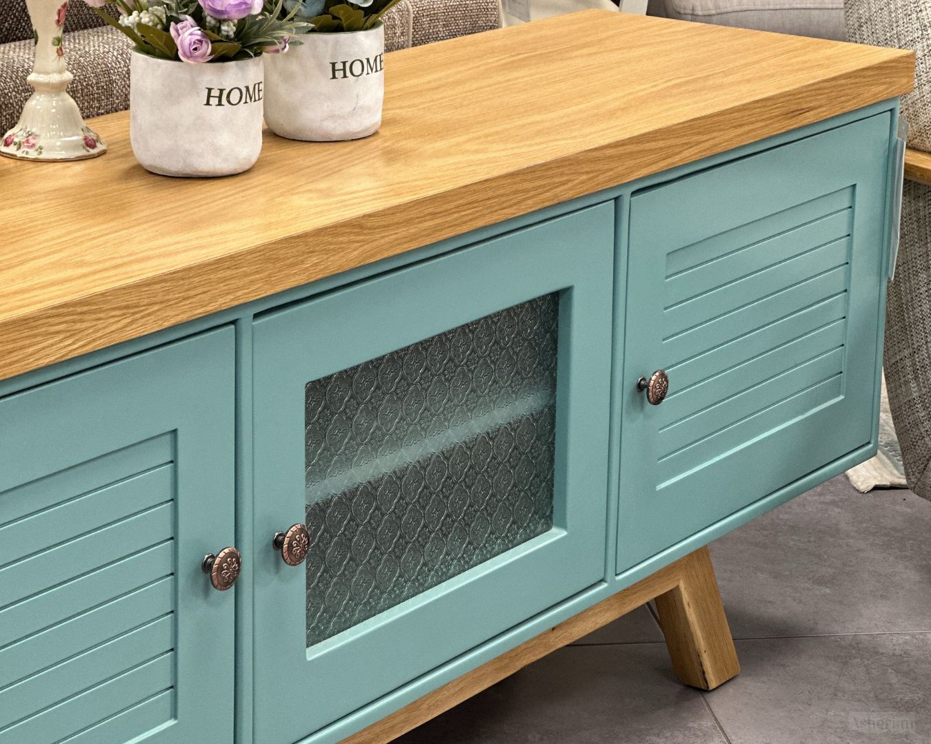 SKY | מזנון וינטאג׳ לסלון עם זכוכית רטרו -    - אשריאן | ASHERIAN