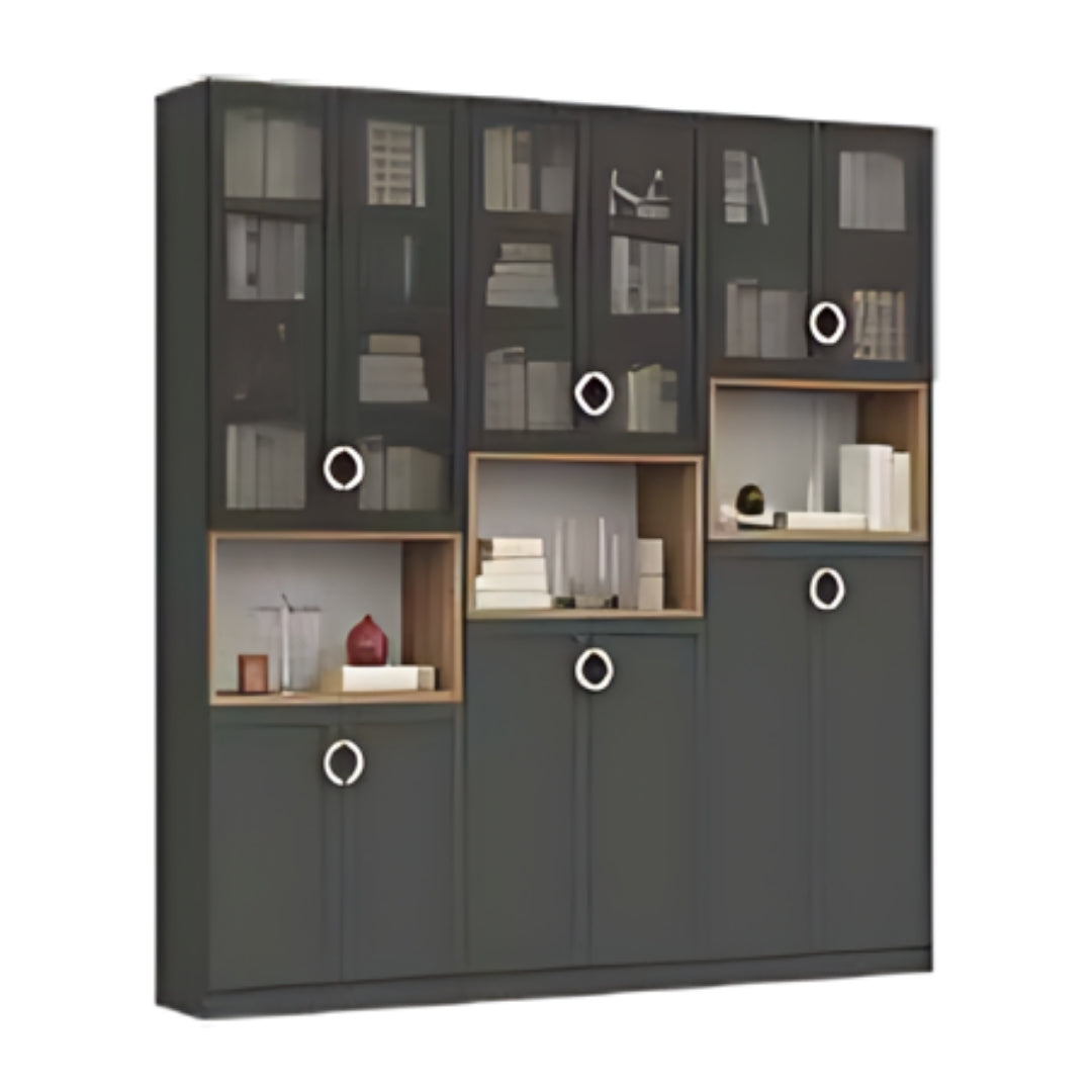 DOLEV | ארון מודרני לסלון עם תאים פתוחים ודלתות זכוכית -    - אשריאן | ASHERIAN