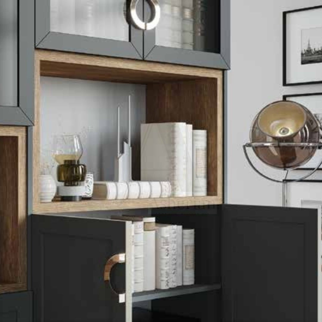 DOLEV | ארון מודרני לסלון עם תאים פתוחים ודלתות זכוכית -    - אשריאן | ASHERIAN