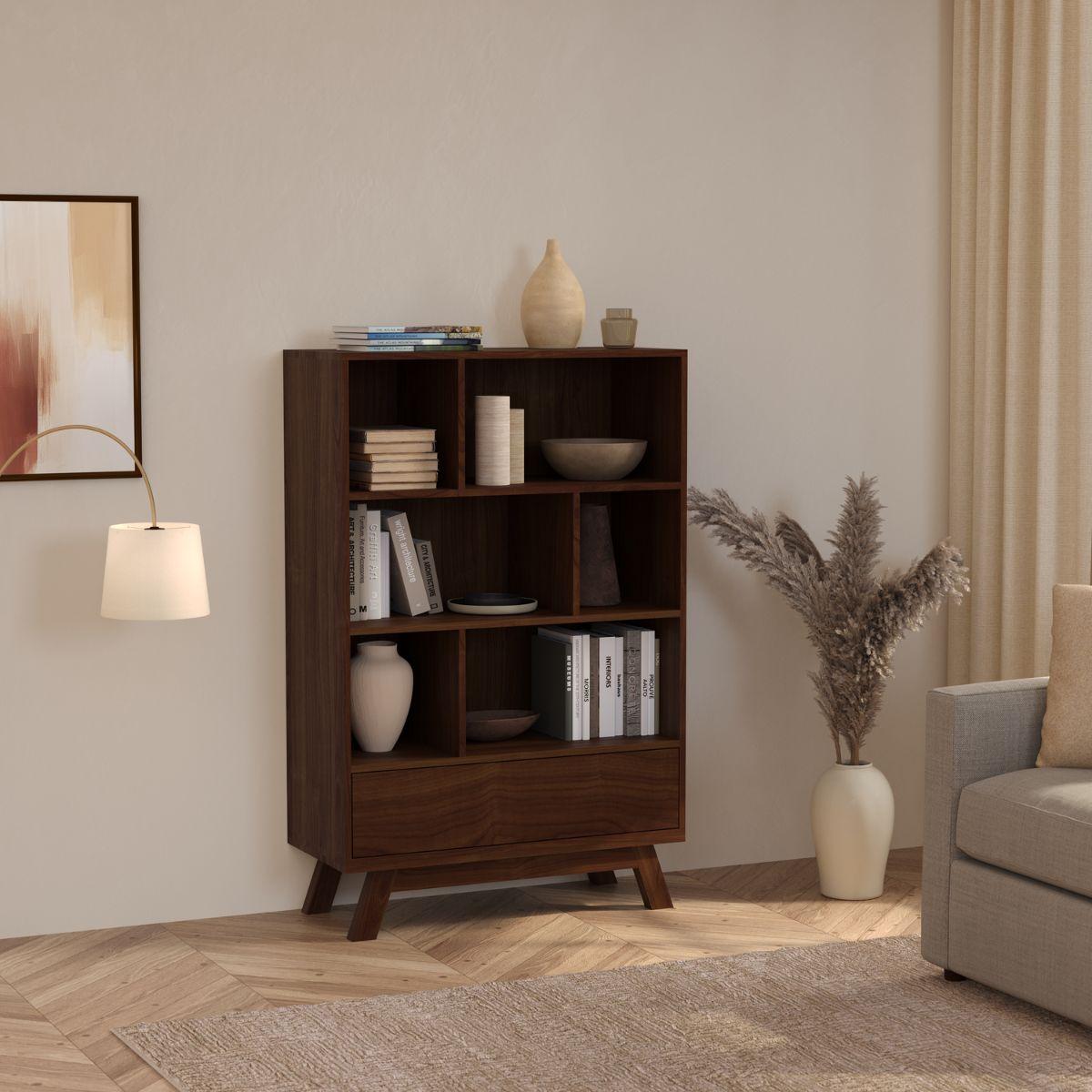 FINN | יחידת מדפים נמוכה מעץ עם מגירת טאץ׳ - 90 ס״מ