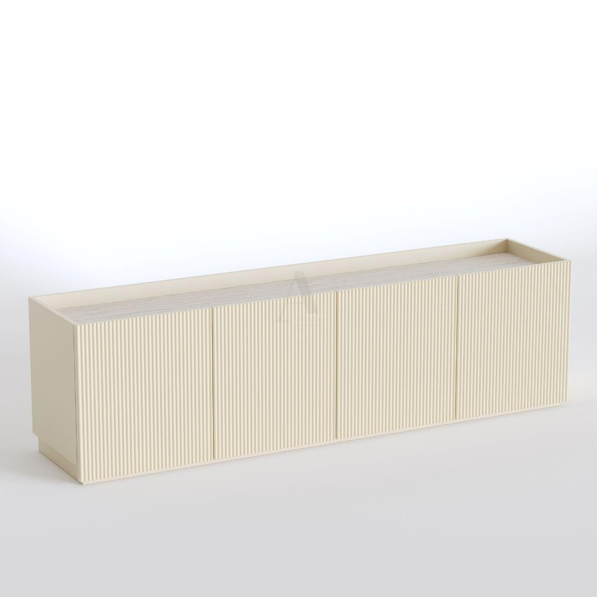 FORMA | מזנון מודרני עם דלתות אחסון וחזית פסים מעוגלים