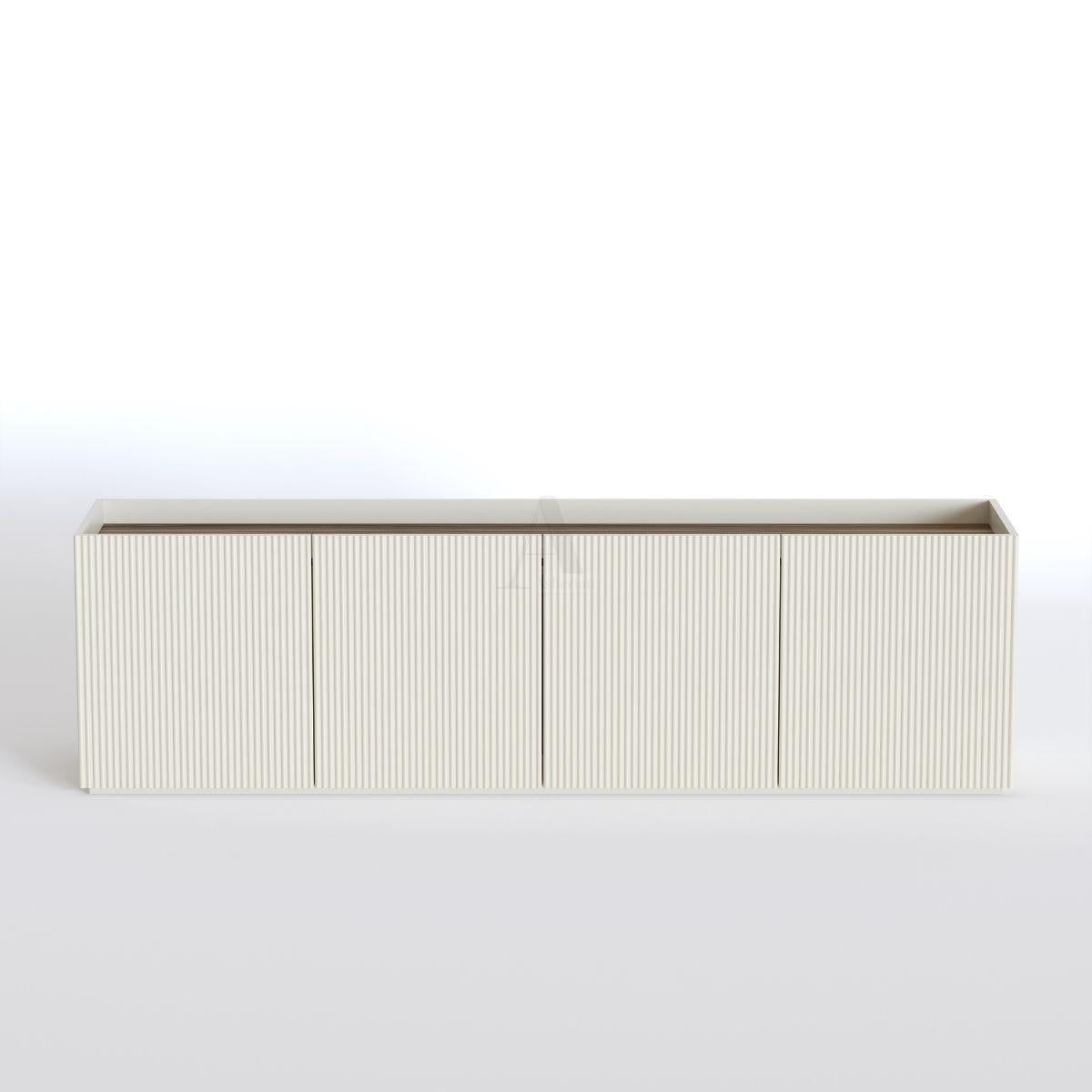 FORMA | מזנון מודרני עם דלתות אחסון וחזית פסים מעוגלים