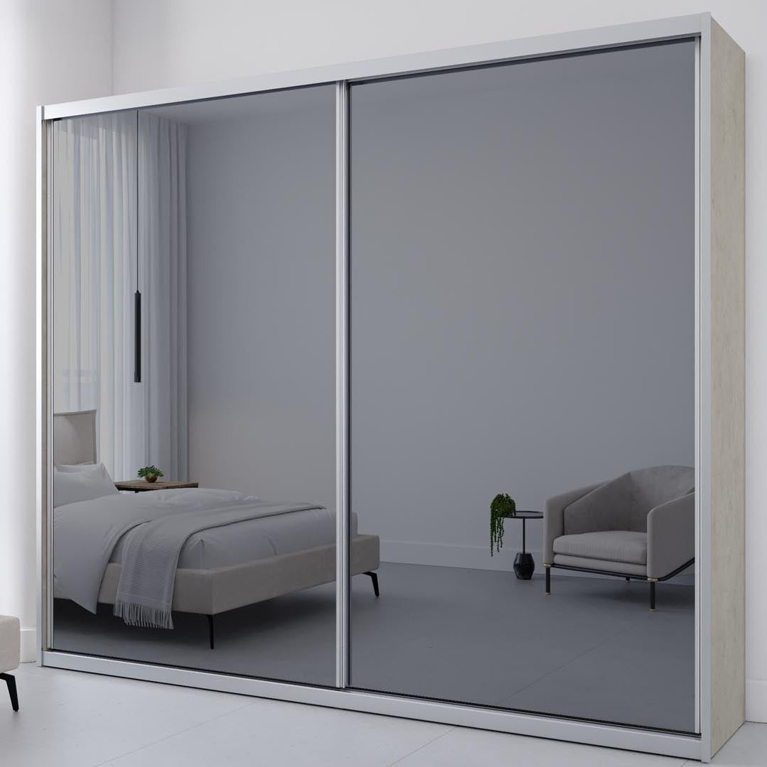 FUME | ארון הזזה מודרני עם חזית מראה אפורה ונוכחות שקטה