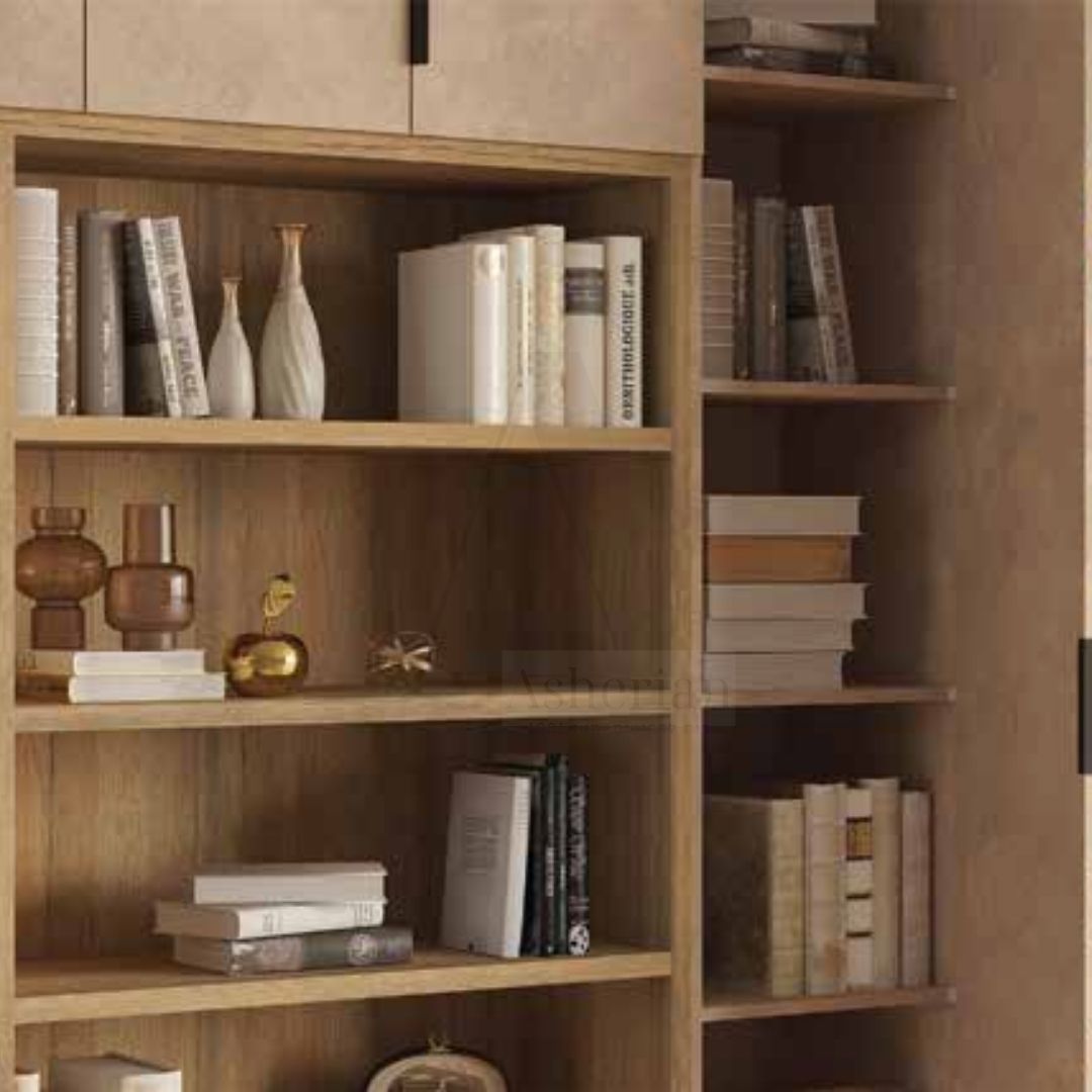GEFEN | ספריה לסלון עם מדפים פתוחים ותא תצוגה -    - אשריאן | ASHERIAN