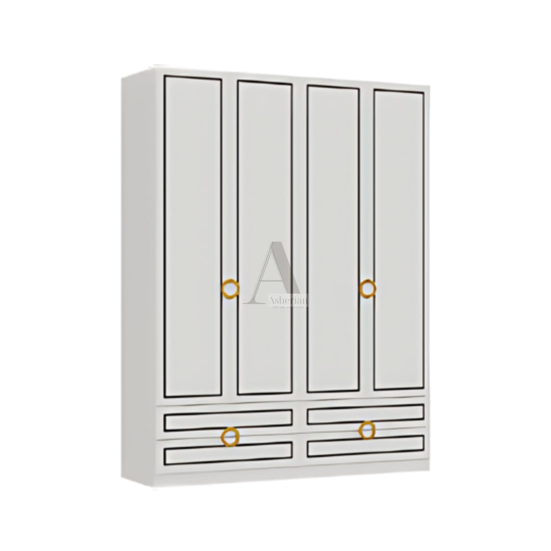 GLEM | ארון פתיחה מעוצב עם חריטות מודרניות - 160 ס"מ - 4 דלתות   - אשריאן | ASHERIAN