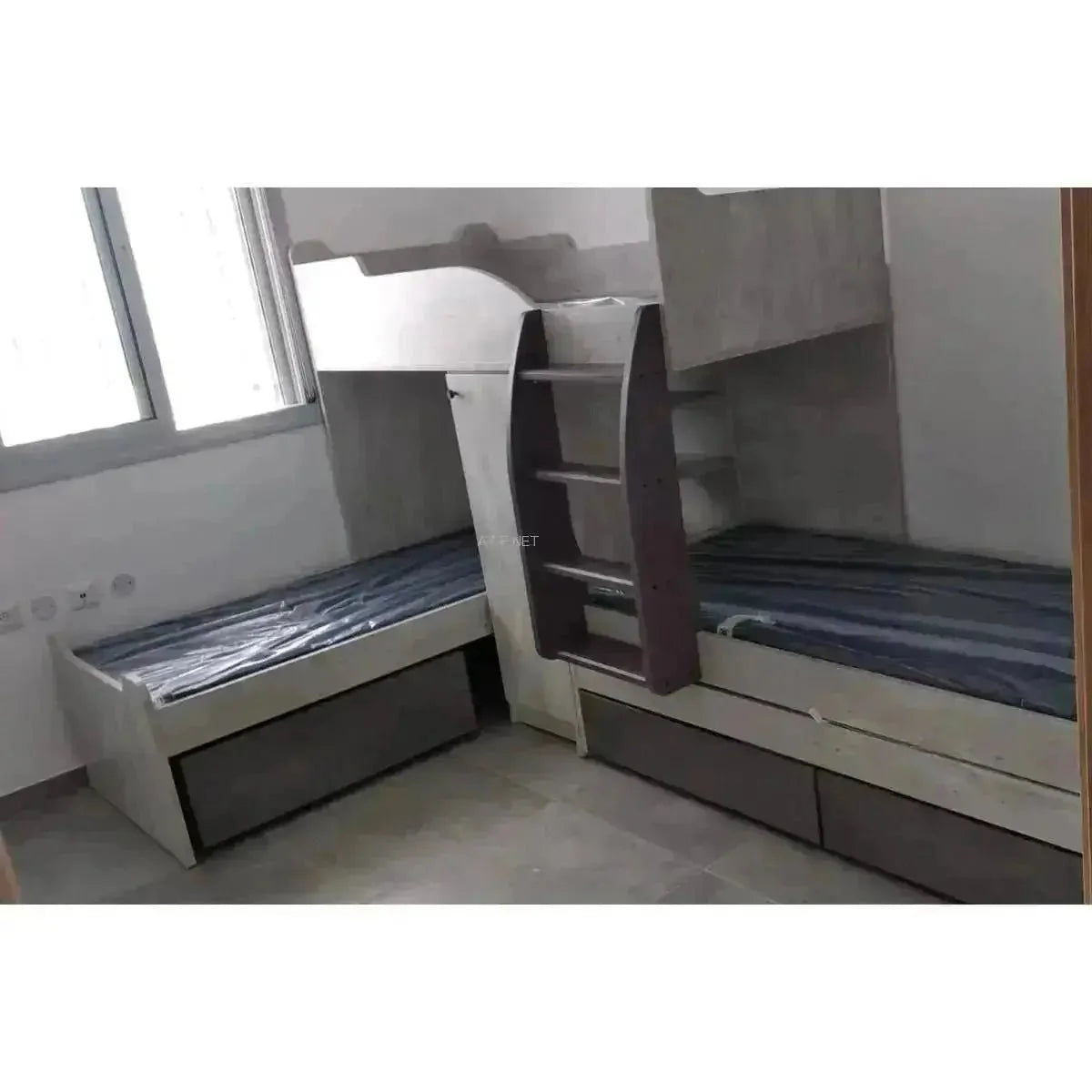 חלומית 5 | מיטת קומותיים בצורת ר' עם מיטת חבר ומזרנים במתנה! -    - אשריאן | ASHERIAN