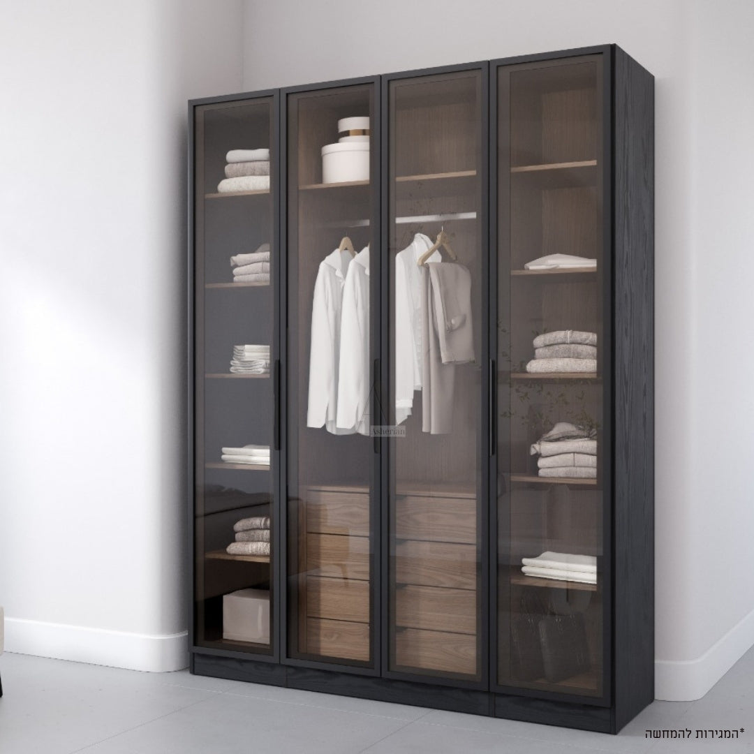 HERES | ארון פתיחה יוקרתי עם דלתות שקופות וזוג מגירות -    - אשריאן | ASHERIAN