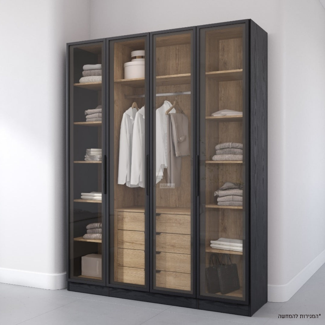 HERES | ארון פתיחה יוקרתי עם דלתות שקופות וזוג מגירות -    - אשריאן | ASHERIAN