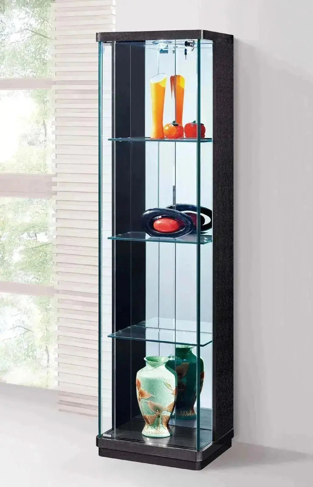 Hermon | ויטרינה עם מדפי זכוכית ותאורה במראה נקי - שחור   - אשריאן | ASHERIAN