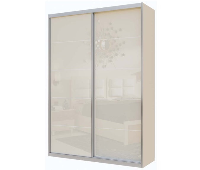 HOLANDYA | ארון הזזה מודרני עם חזית זכוכית - 160 ס״מ - 2 דלתות   - אשריאן | ASHERIAN