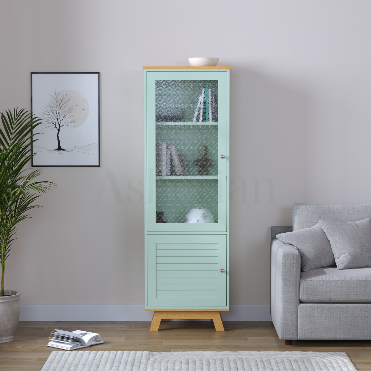 JOLY | ויטרינה כפרית עם זכוכית סבתא - 62 ס״מ - 1 דלתות - ארון