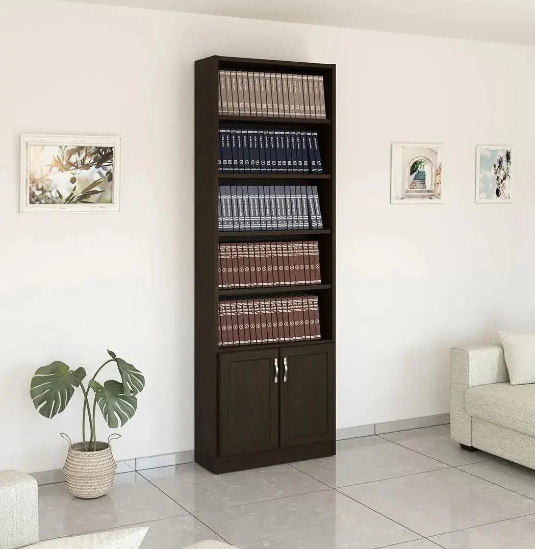 K10 | ארון ספרים איכותי במראה פתוח עם דלתות תחתונות - 80 ס"מ - 2 דלתות   - אשריאן | ASHERIAN