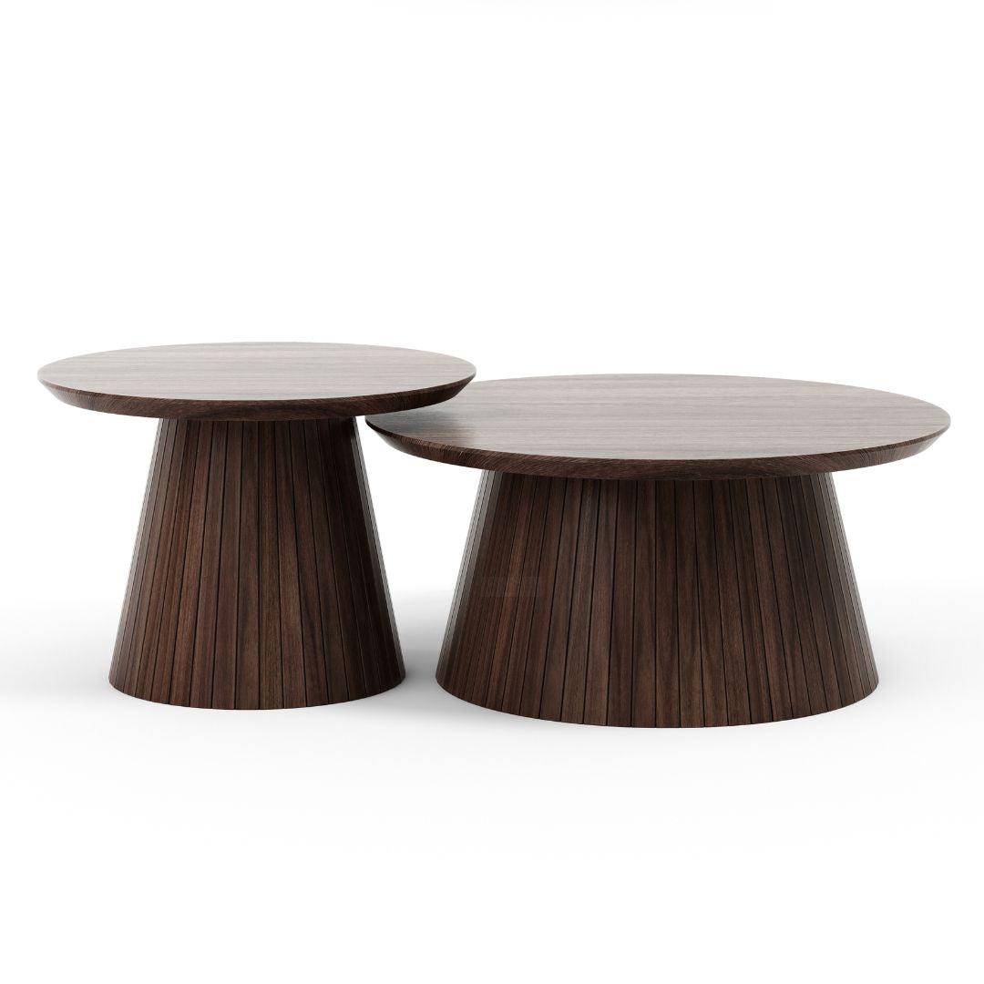 KOKA | סט שולחנות עגולים עם בסיס פסים משופע