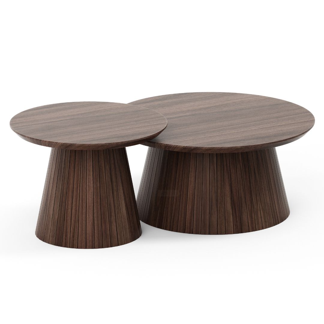 KOKA | סט שולחנות עגולים עם בסיס פסים משופע