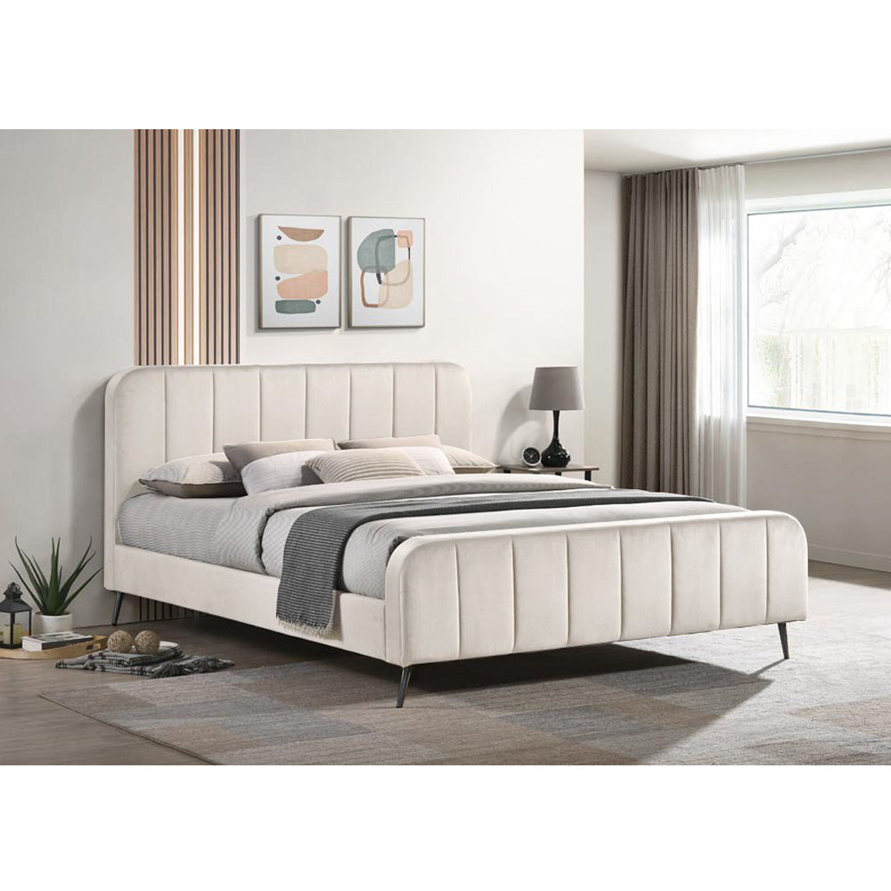 KOREA TWIN | מיטה וחצי מעוגלת עם פסים בריפוד בד