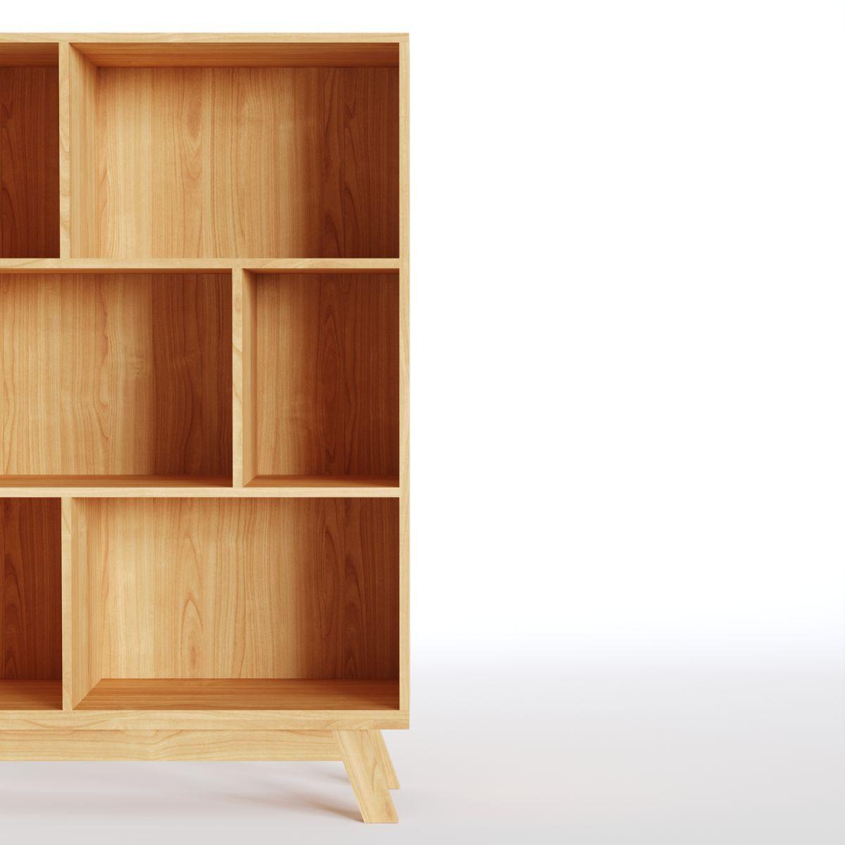 LINN | יחידת מדפים נמוכה א-סימטרית מפורניר עץ - 90 ס״מ