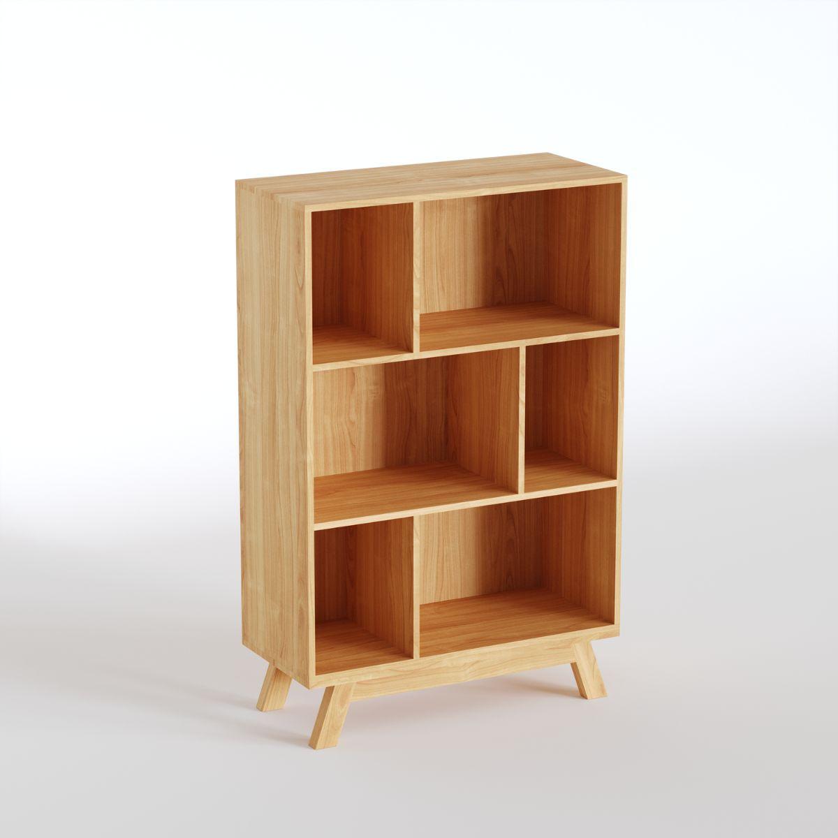 LINN | יחידת מדפים נמוכה א-סימטרית מפורניר עץ - 90 ס״מ