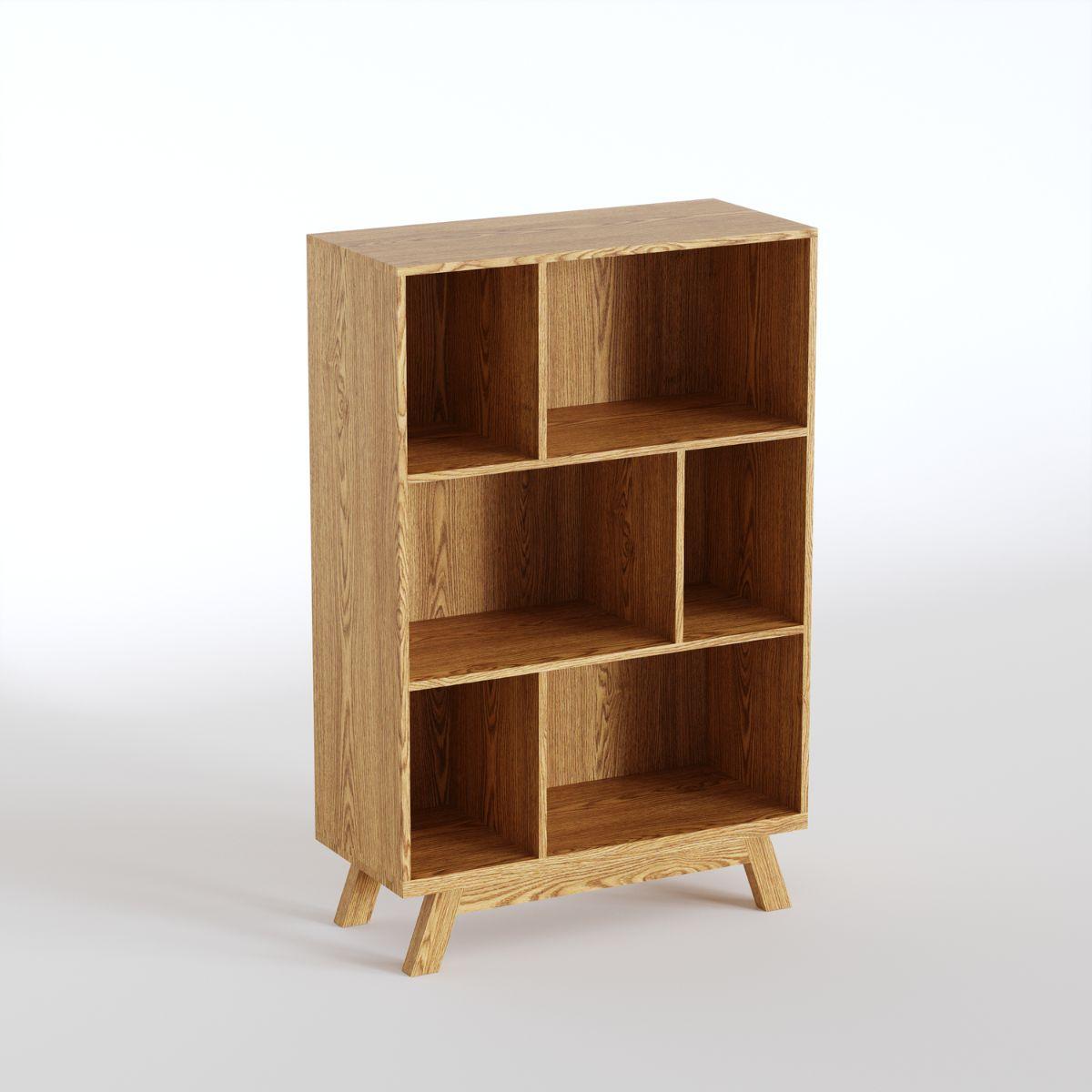 LINN | יחידת מדפים נמוכה א-סימטרית מפורניר עץ - 90 ס״מ