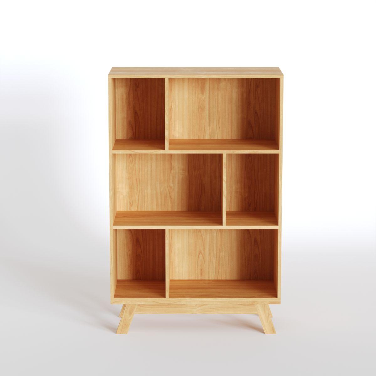 LINN | יחידת מדפים נמוכה א-סימטרית מפורניר עץ - 90 ס״מ