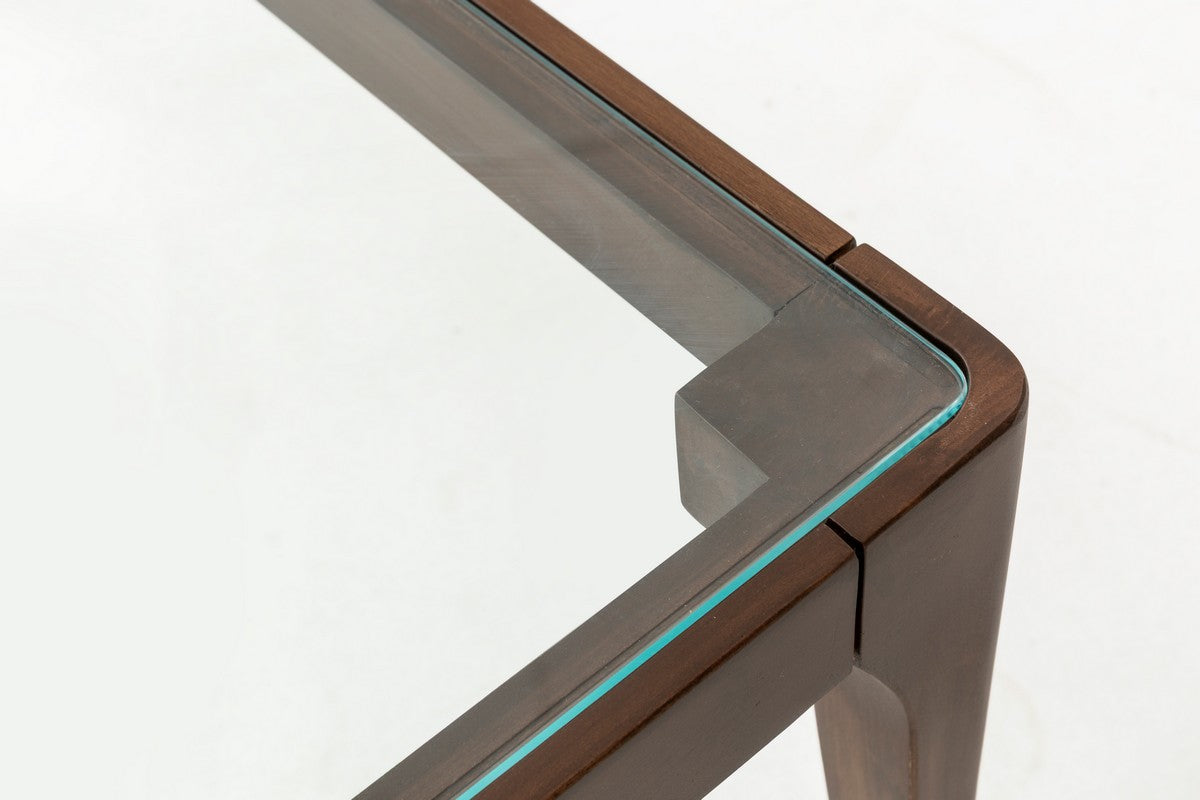 COCONUT | מערכת שולחנות סלון משולבת זכוכית בעיצוב בוהו שיק - אגוז - שולחן